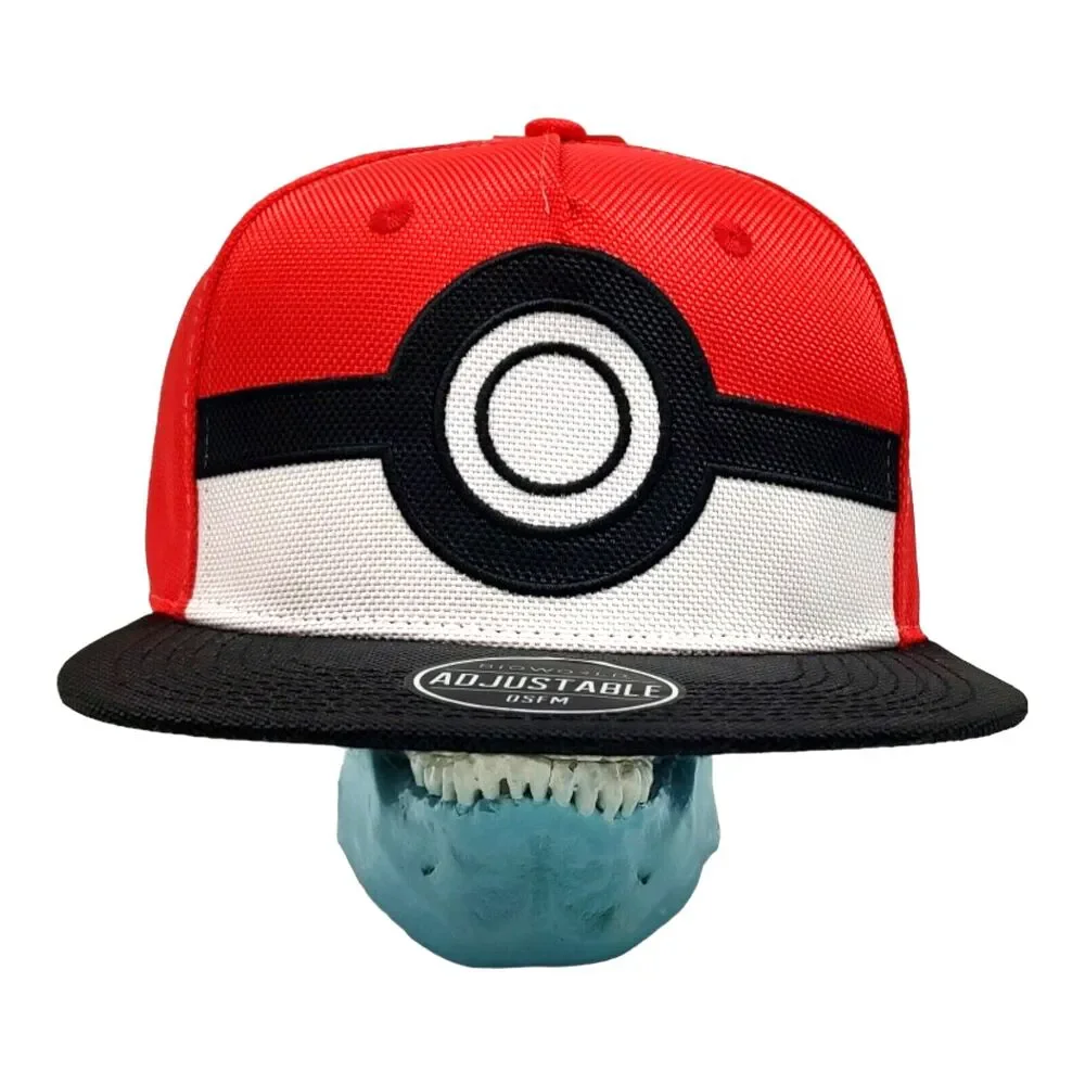NEW Pokeball Pokemon BIOWORLD Adjustable OSFM Snapback Hat Cap Flat Black Brim